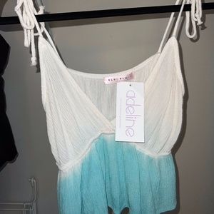 Tank top white and teal